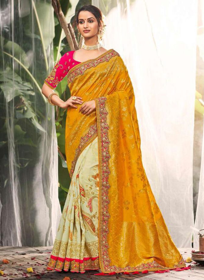 TATHASTU Latest Fancy Designer Heavy Wedding Wear Dola Silk Embroidery Lace Saree Collection